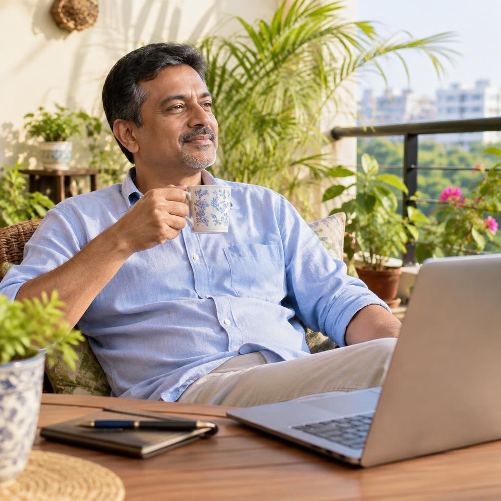 An Indian professional taking a health break amid work